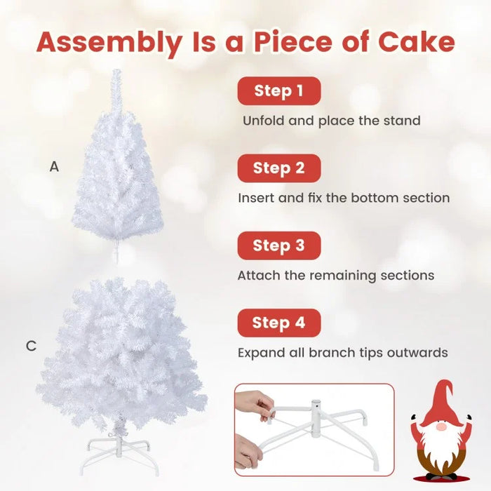 White Christmas Tree with Built-in Metal Stand - Suitable for Christmas Activities and Decorations