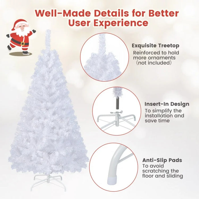 White Christmas Tree with Built-in Metal Stand - Suitable for Christmas Activities and Decorations