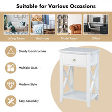 Load image into Gallery viewer, White Bedside Table with Drawers and Shelves for Bedroom and Sofa
