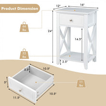 Load image into Gallery viewer, White Bedside Table with Drawers and Shelves for Bedroom and Sofa
