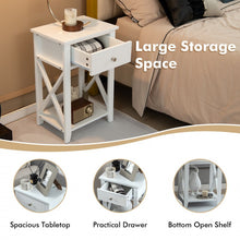 Load image into Gallery viewer, White Bedside Table with Drawers and Shelves for Bedroom and Sofa
