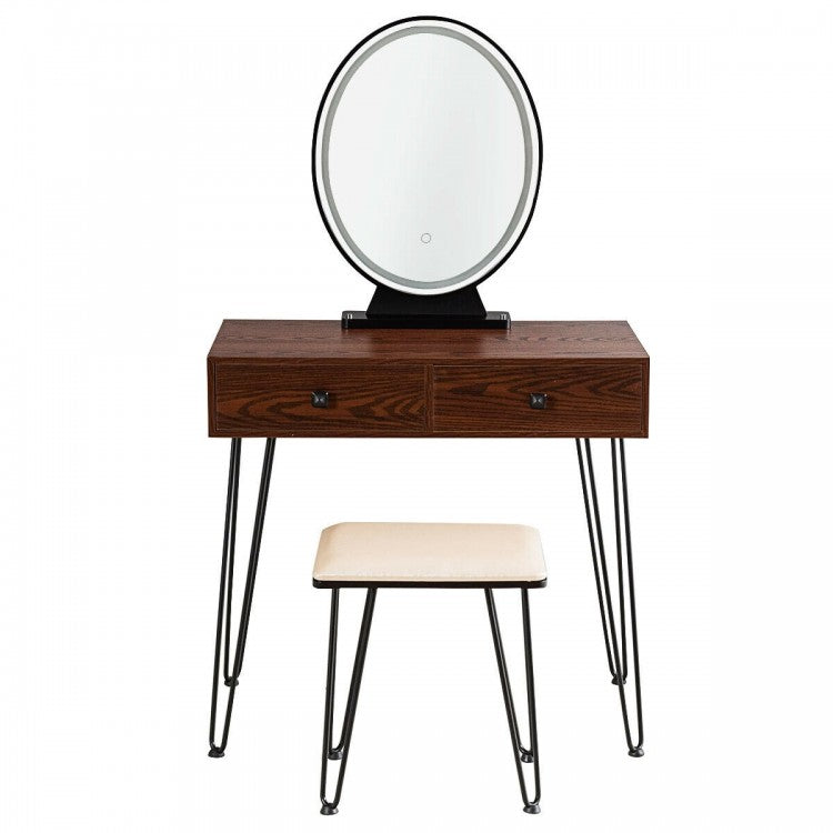 Industrial Vintage Bedroom Makeup Table Furniture with LED Lights