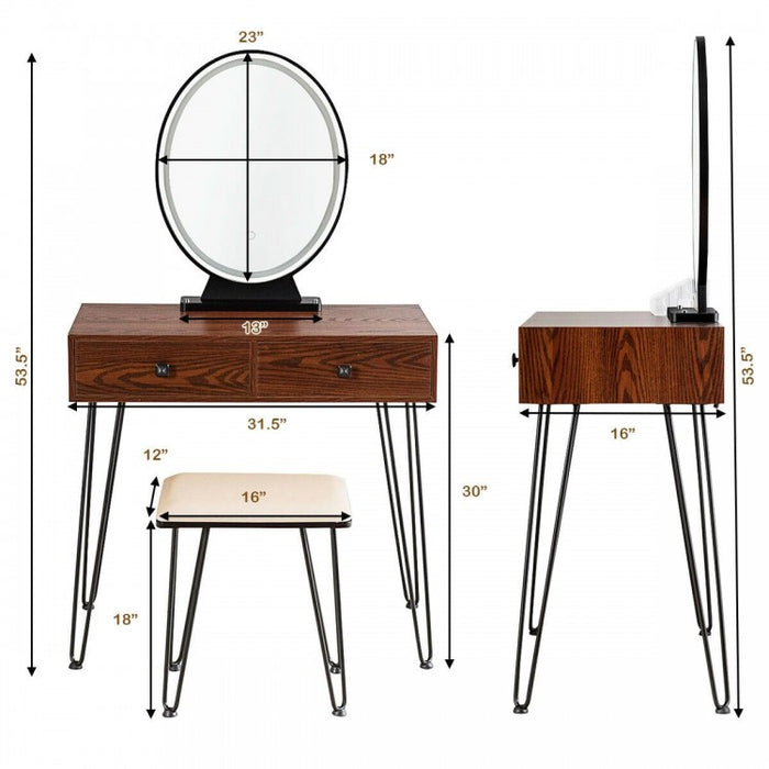Industrial Vintage Bedroom Makeup Table Furniture with LED Lights