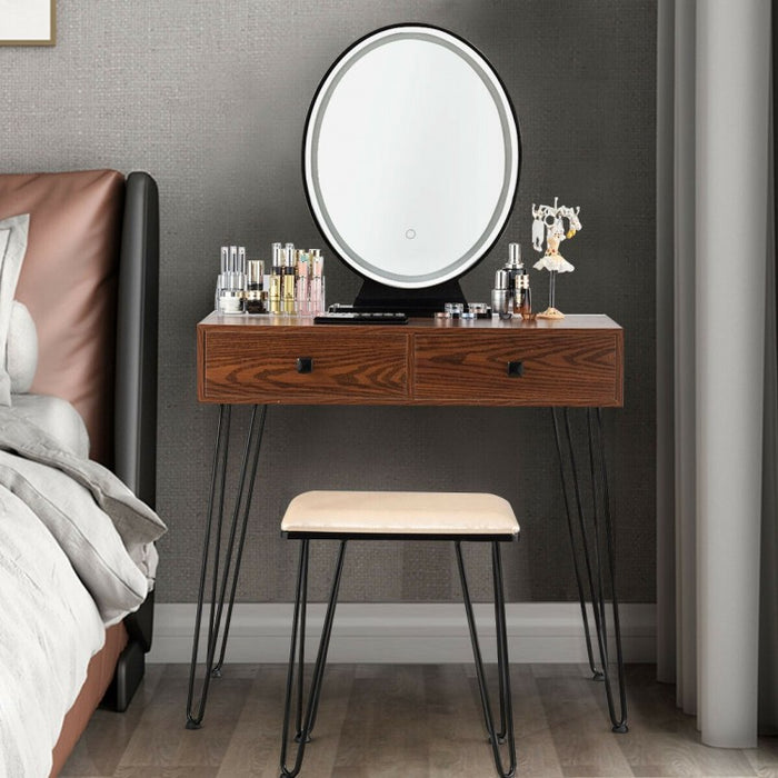 Industrial Vintage Bedroom Makeup Table Furniture with LED Lights