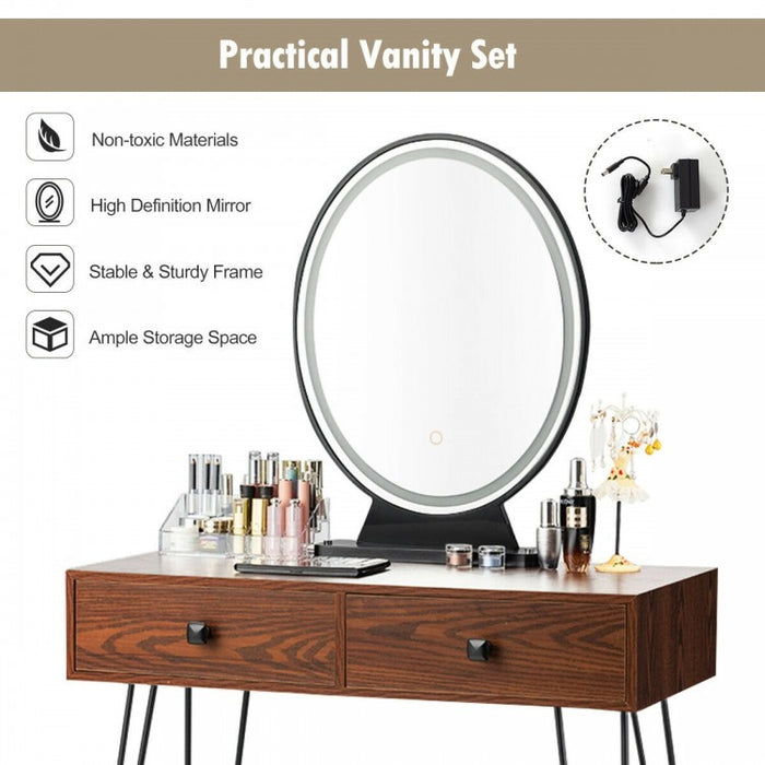 Industrial Vintage Bedroom Makeup Table Furniture with LED Lights
