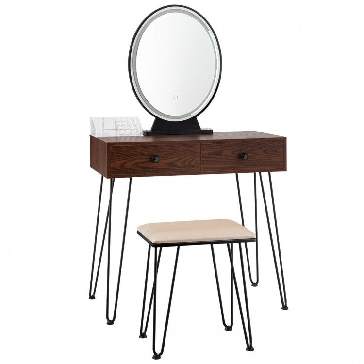 Industrial Vintage Bedroom Makeup Table Furniture with LED Lights