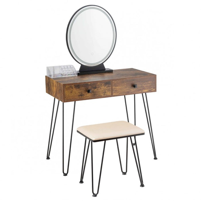 Industrial Vintage Bedroom Makeup Table Furniture with LED Lights