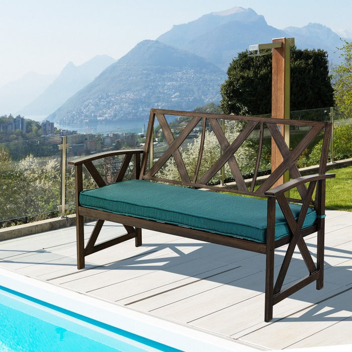 Outdoor Garden Patio Vintage Metal Brown Leisure Bench with Removable Sponge Cushion