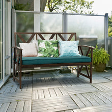 Load image into Gallery viewer, Outdoor Garden Patio Vintage Metal Brown Leisure Bench with Removable Sponge Cushion
