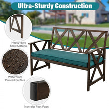 Load image into Gallery viewer, Outdoor Garden Patio Vintage Metal Brown Leisure Bench with Removable Sponge Cushion
