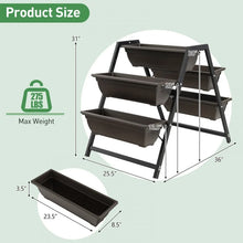 Load image into Gallery viewer, Outdoor Garden Black 3 Tier Raised Plant Bed with 5 Planter Boxes
