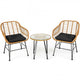3-Piece Patio Rattan Bistro Set Coffee Table Armchair Garden Beige - Cushion