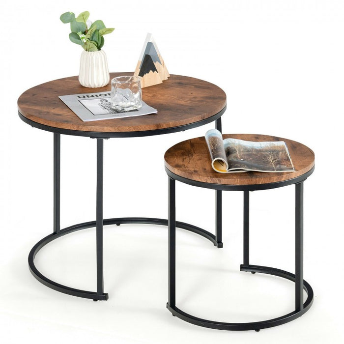 Affordable 2-Piece Round Coffee Table Set for Living Room
