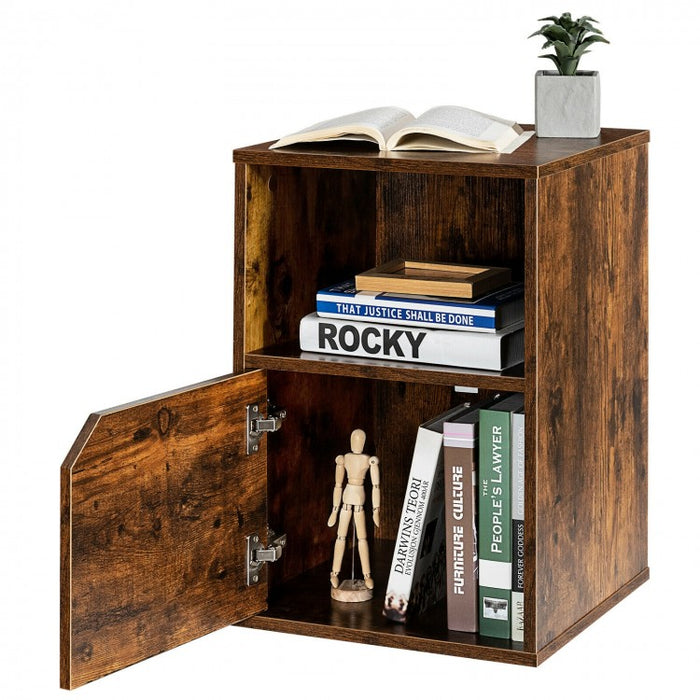 3-Tier Storage Bedside Cabinet with Doors for Bedroom