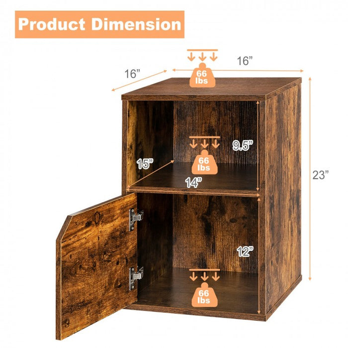 3-Tier Storage Bedside Cabinet with Doors for Bedroom