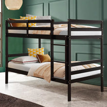 Load image into Gallery viewer, Modern Stylish Wood Double Children&#39;s Bed with Guard Rails and Ladder
