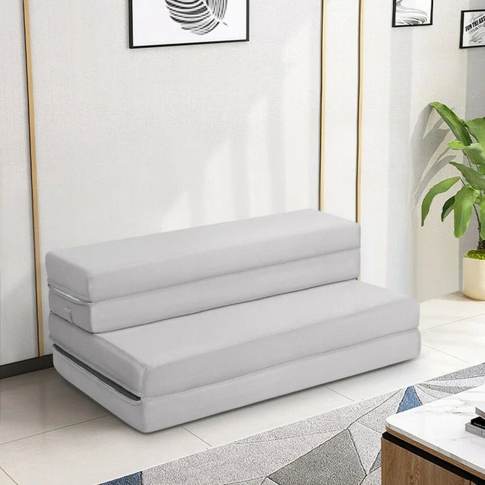 Grey Folding Foam Mattress Sofa Bed