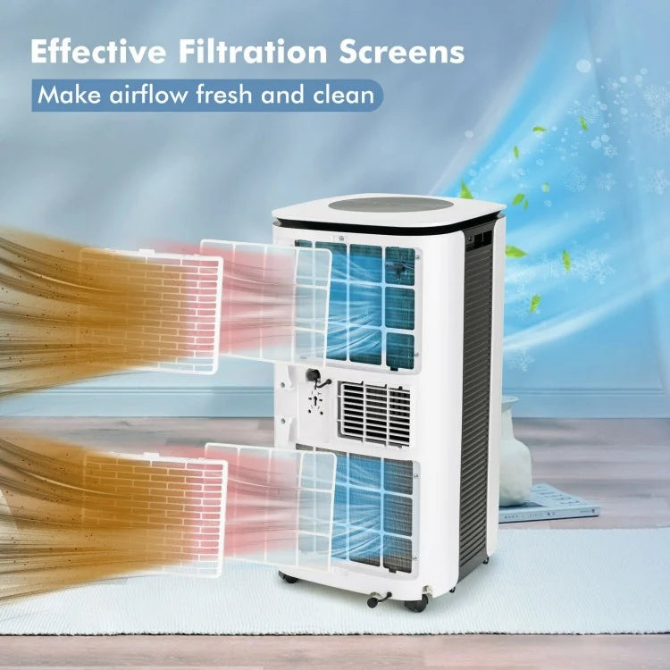 9000 BTU Costway White Portable Air Conditioner with 4-in-1 Modes