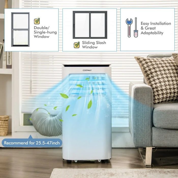 9000 BTU Costway White Portable Air Conditioner with 4-in-1 Modes