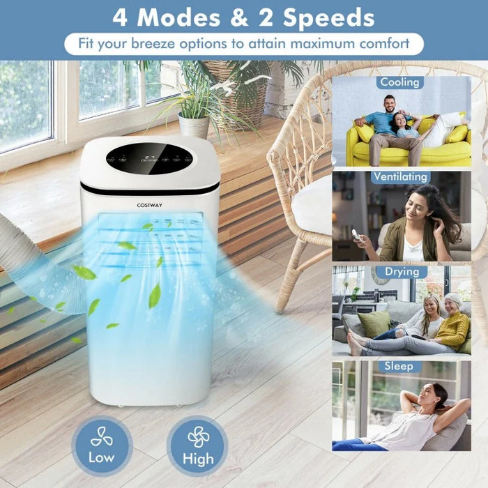 9000 BTU Costway White Portable Air Conditioner with 4-in-1 Modes