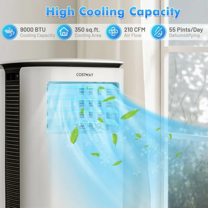 9000 BTU Costway White Portable Air Conditioner with 4-in-1 Modes