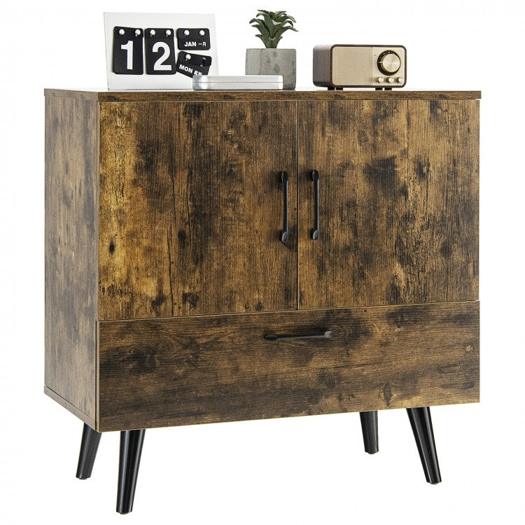 Rustic Farmhouse Vintage Freestanding Storage Cabinet with 2 Doors and 1 Drawer - Ideal for Living Room and Bedroom