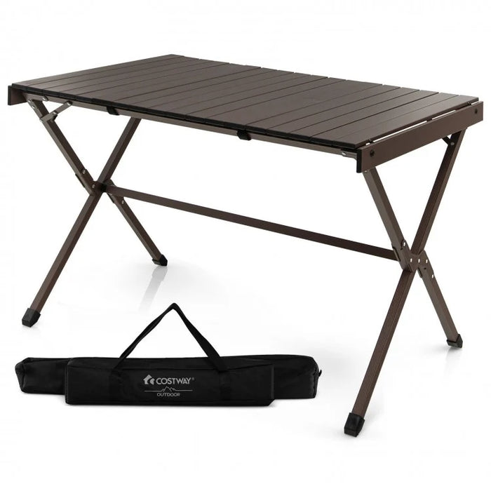 Costway Outdoor Camping Folding Table with Carry Bag - Seats 4-6 People, Suitable for Camping and Hiking
