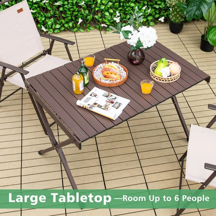 Costway Outdoor Camping Folding Table with Carry Bag - Seats 4-6 People, Suitable for Camping and Hiking