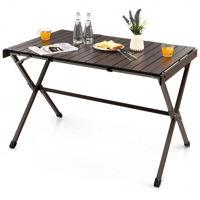 Costway Outdoor Camping Folding Table with Carry Bag - Seats 4-6 People, Suitable for Camping and Hiking