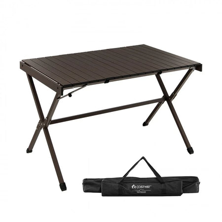 Costway Outdoor Camping Folding Table with Carry Bag - Seats 4-6 People, Suitable for Camping and Hiking