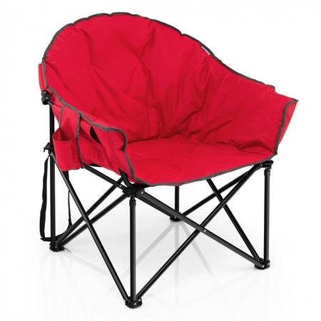 Outdoor Folding Camping Chair with Cushion and Cup Holder - Portable Carrying Bag Suitable for Picnics and Fishing