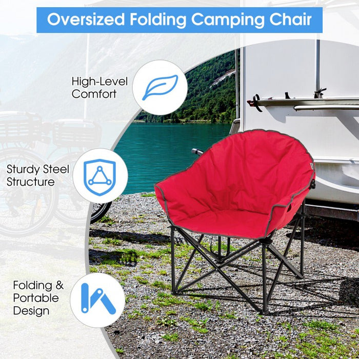 Outdoor Folding Camping Chair with Cushion and Cup Holder - Portable Carrying Bag Suitable for Picnics and Fishing