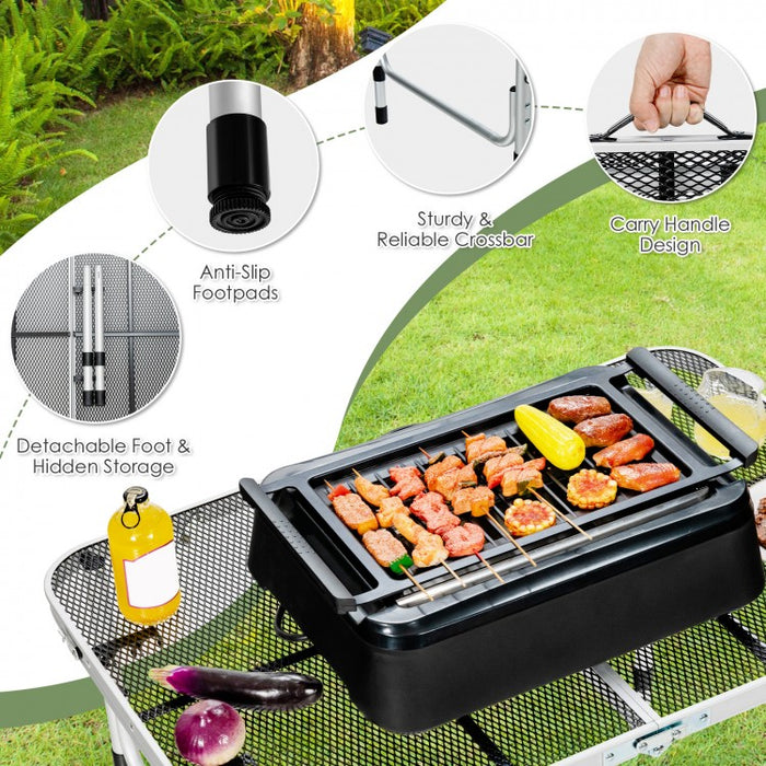 Outdoor Camping Folding BBQ Table, Easy to Assemble and Portable