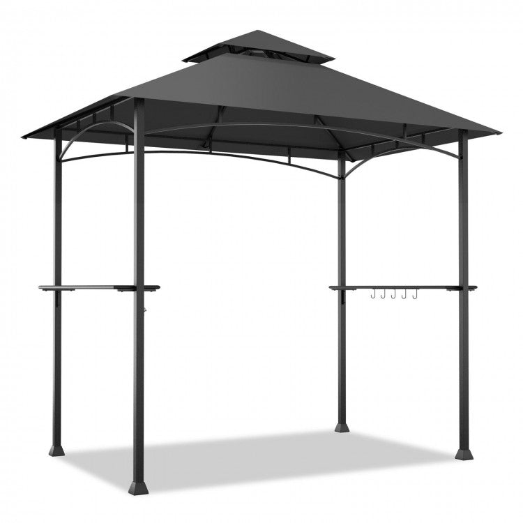 8x5 Outdoor Gazebo Barbecue Shelter Dual-Tier Canopy Tent
