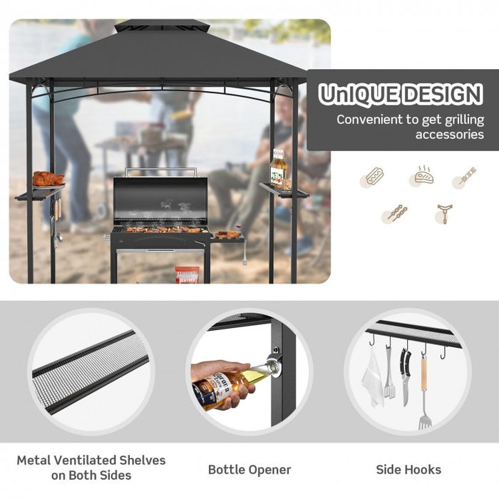 8x5 Outdoor Gazebo Barbecue Shelter Dual-Tier Canopy Tent
