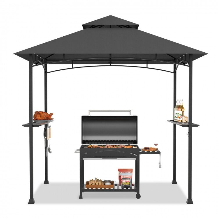 8x5 Outdoor Gazebo Barbecue Shelter Dual-Tier Canopy Tent