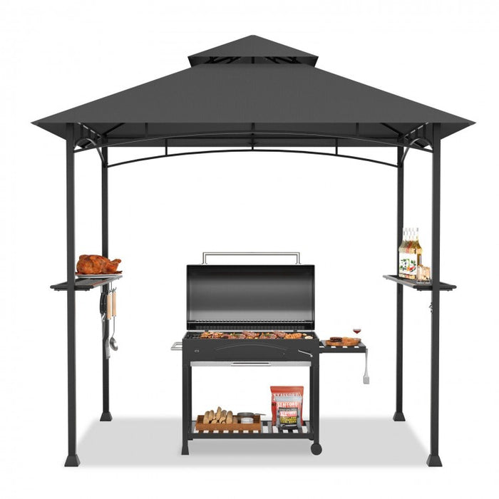 8x5 Outdoor Gazebo Barbecue Shelter Dual-Tier Canopy Tent