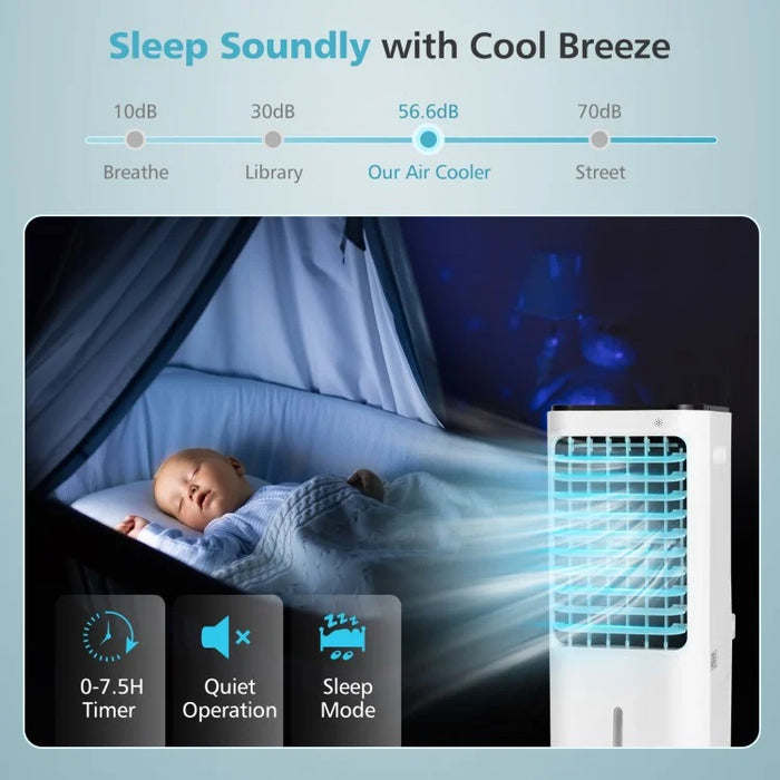4-in-1 LED Evaporative Cooler and Fan with 12L Water Tank