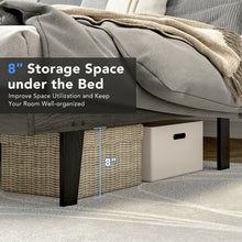 Load image into Gallery viewer, Modern Minimalist Solid Wood Upholstered Bed Frame with Headboard
