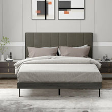 Load image into Gallery viewer, Modern Minimalist Solid Wood Upholstered Bed Frame with Headboard
