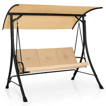 Costway Outdoor Swing with Canopy - Adjustable Sunshade, Suitable for Porch, Patio, and Garden