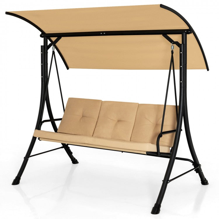 Costway Outdoor Swing with Canopy - Adjustable Sunshade, Suitable for Porch, Patio, and Garden
