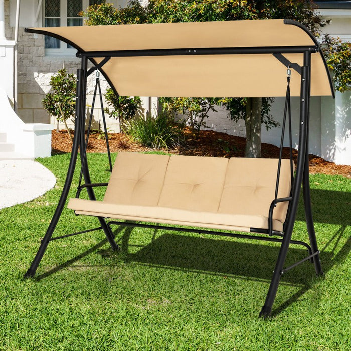 Costway Outdoor Swing with Canopy - Adjustable Sunshade, Suitable for Porch, Patio, and Garden