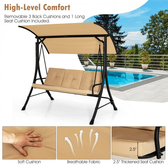 Costway Outdoor Swing with Canopy - Adjustable Sunshade, Suitable for Porch, Patio, and Garden