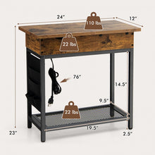 Load image into Gallery viewer, Costway Industrial Style Narrow Side Table with Charging Station - Suitable for Living Room
