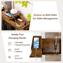 Load image into Gallery viewer, Costway Industrial Style Narrow Side Table with Charging Station - Suitable for Living Room
