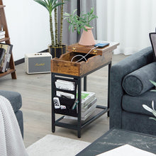 Load image into Gallery viewer, Costway Industrial Style Narrow Side Table with Charging Station - Suitable for Living Room
