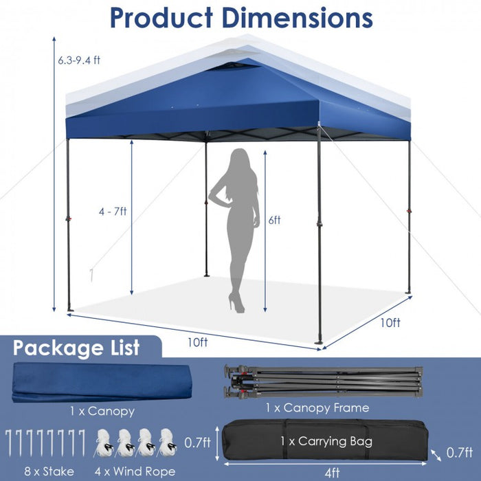 Costway 10x10 ft Outdoor Canopy Shade Pop-Up Tent with Carry Bag - Suitable for Backyard Parties and Gatherings