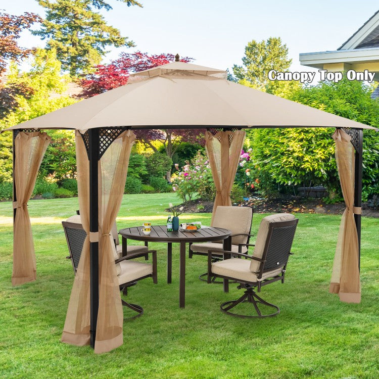 10x12 Feet Outdoor Patio Gazebo Canopy Replacement Top with Ventilation and Drainage Holes for Parties and Gatherings