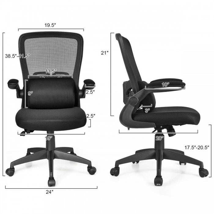 Black Mesh Minimalist Modern Office Computer Chair with Lumbar Pillow
